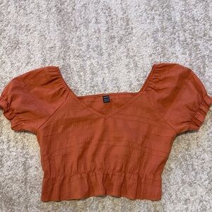 SHEIN Rust Puff Sleeve Crop Top
